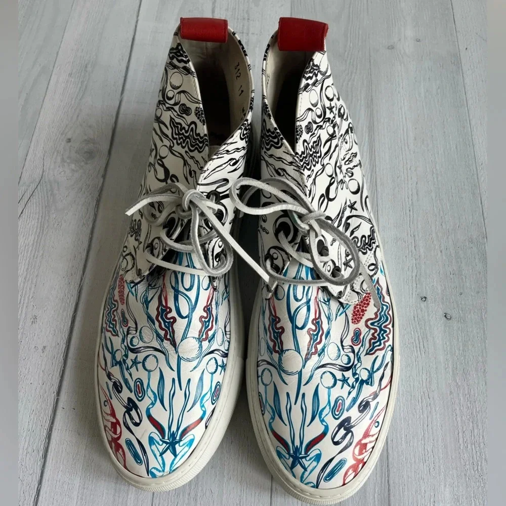 RARE Del Toro x Pepsi Live For Now Blue & Red Printed Leather Chukkas Size 11
